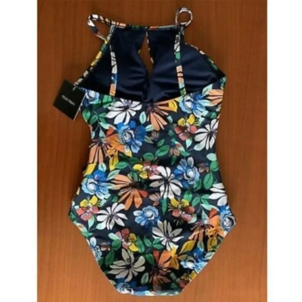 Ellen Tracy women's floral Keyhole High-Neck one piece Swimsuit size 8 - Picture 8 of 12